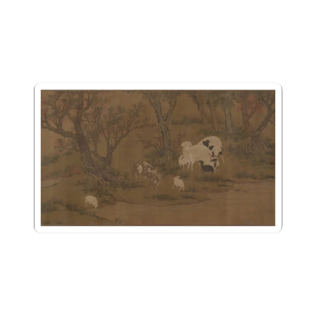 Unidentified artist - Landscape with goats - unknown v10 - STICKER Vinyl Kiss-Cut Decal