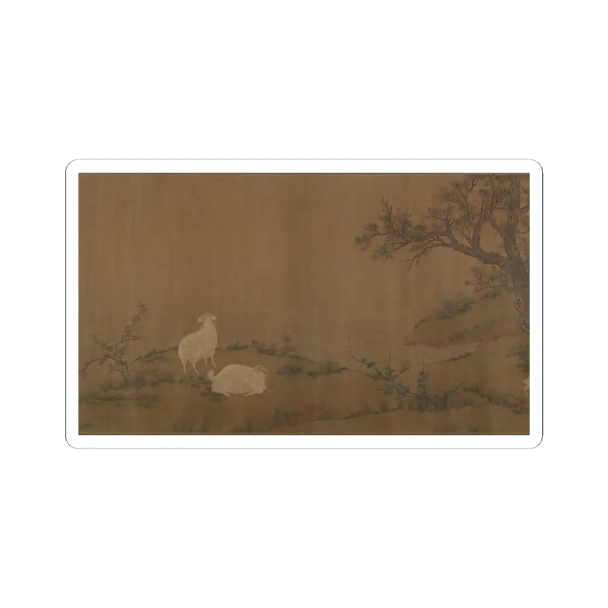 Unidentified artist - Landscape with goats - unknown v11 - STICKER Vinyl Kiss-Cut Decal