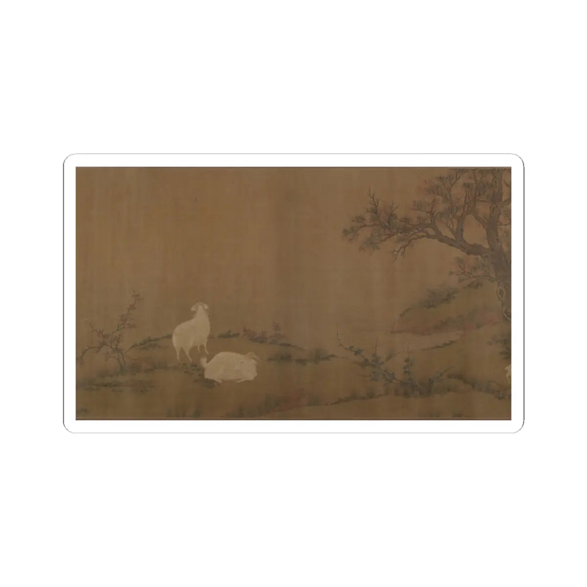 Unidentified artist - Landscape with goats - unknown v11 - STICKER Vinyl Kiss-Cut Decal