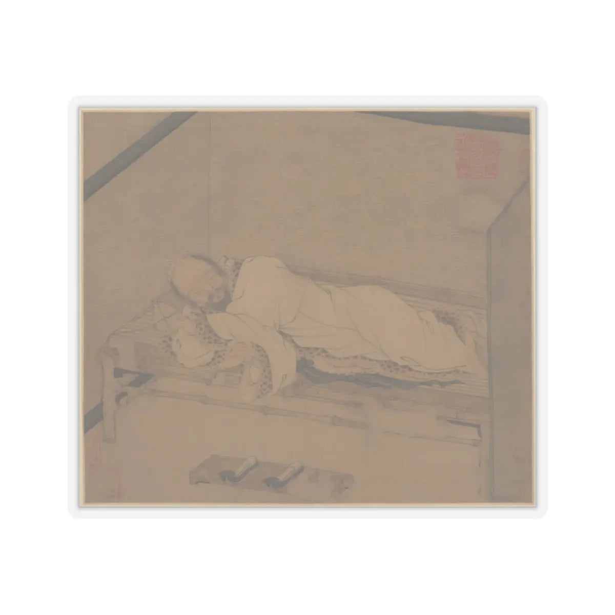 Unidentified artist - Man sleeping on a bamboo couch - late 14th–15th century - STICKER Vinyl Kiss-Cut Decal