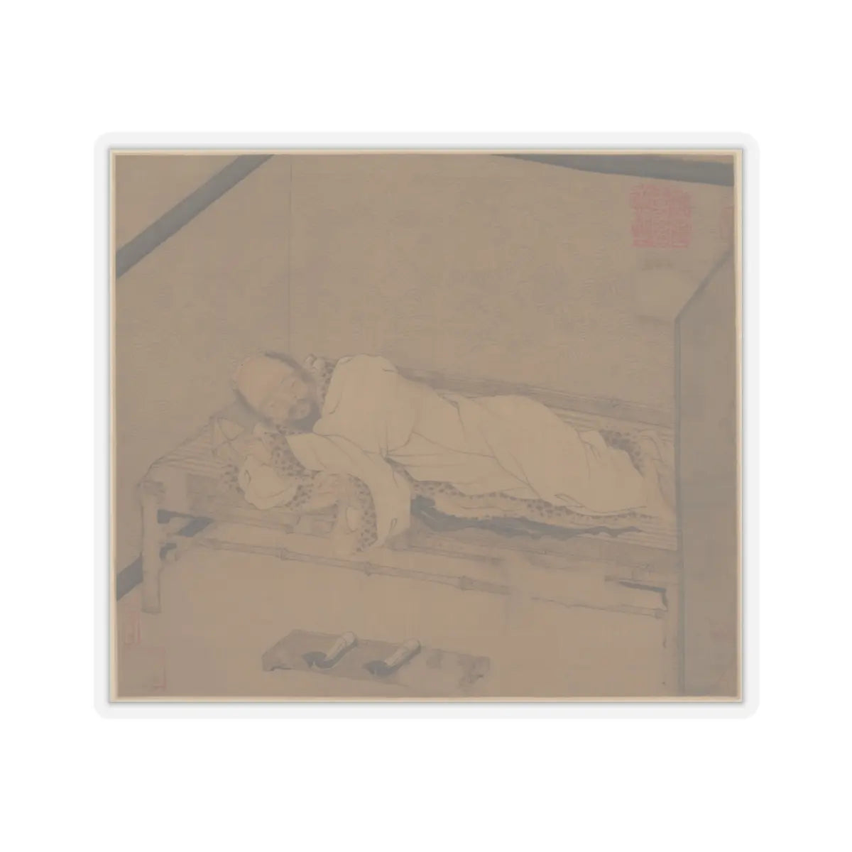 Unidentified artist - Man sleeping on a bamboo couch - late 14th–15th century - STICKER Vinyl Kiss-Cut Decal