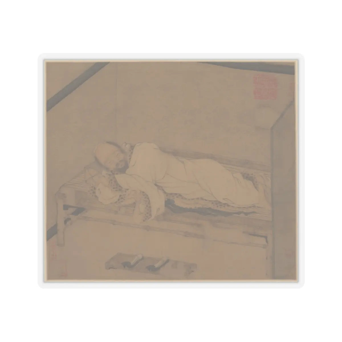 Unidentified artist - Man sleeping on a bamboo couch - late 14th–15th century - STICKER Vinyl Kiss-Cut Decal