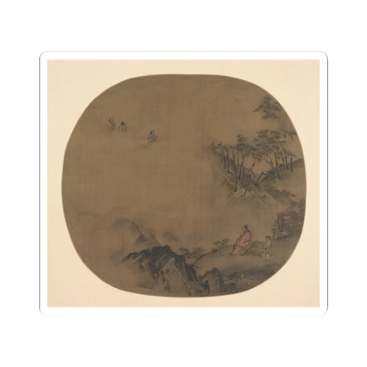 Unidentified artist - Misty Landscape with Scholars and Attendants - unknown - STICKER Vinyl Kiss-Cut Decal