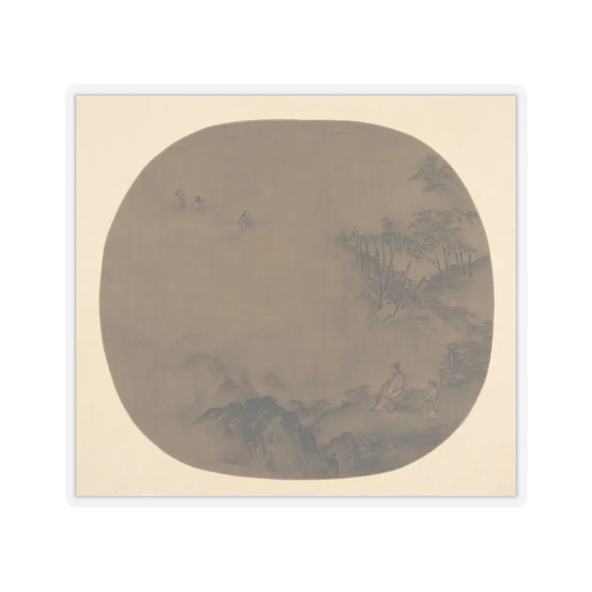 Unidentified artist - Misty Landscape with Scholars and Attendants - unknown - STICKER Vinyl Kiss-Cut Decal