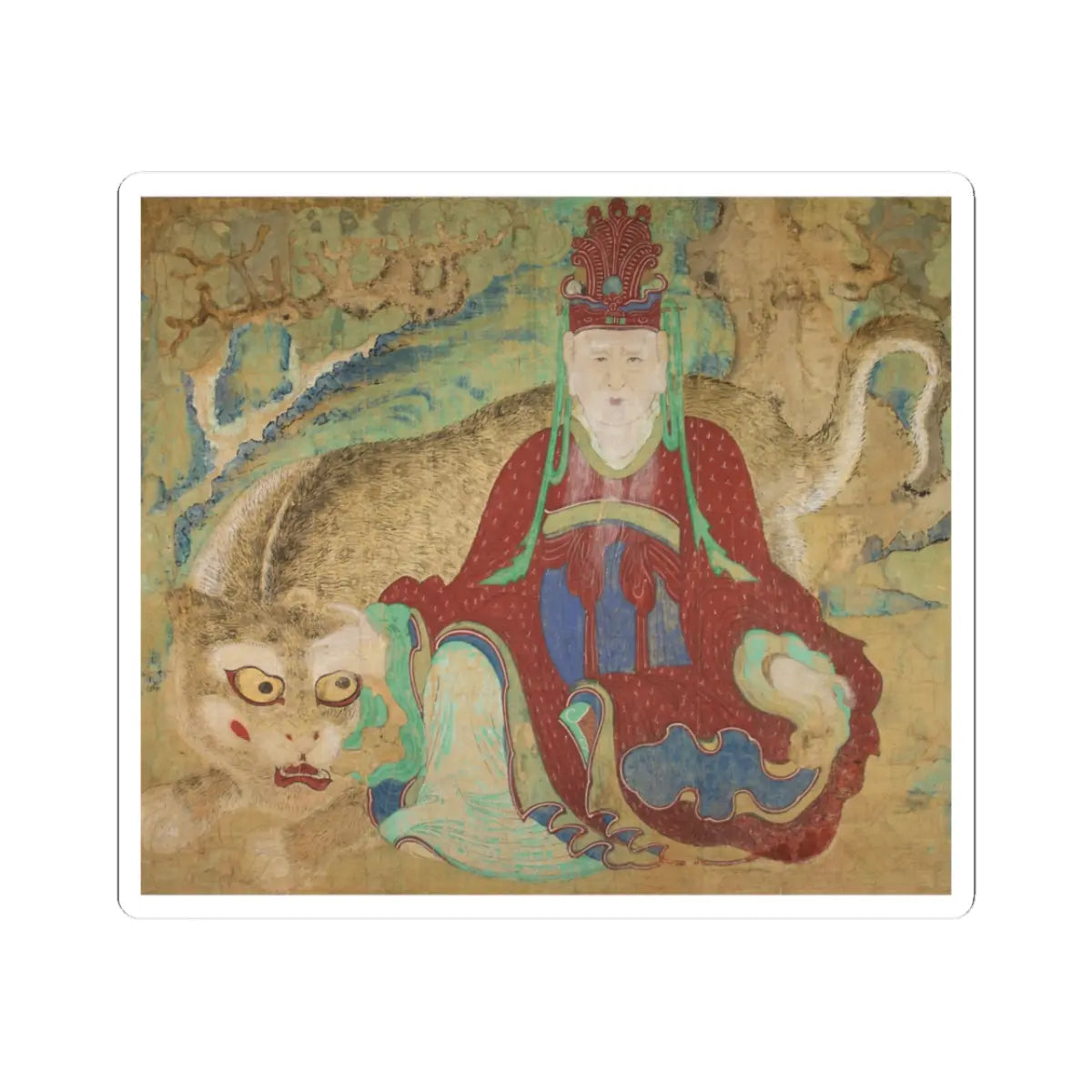 Unidentified artist - Mountain god with tiger - late 19th century v2 - STICKER Vinyl Kiss-Cut Decal