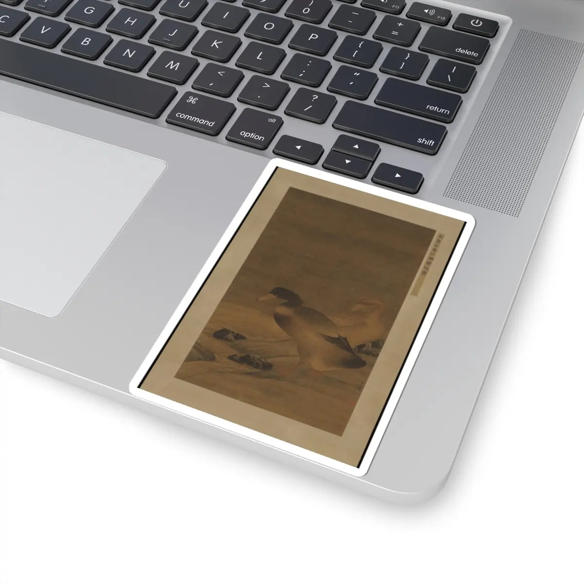Unidentified artist - Pair of Mallard Ducks on Sandy Beach - unknown v1 - STICKER Vinyl Kiss-Cut Decal