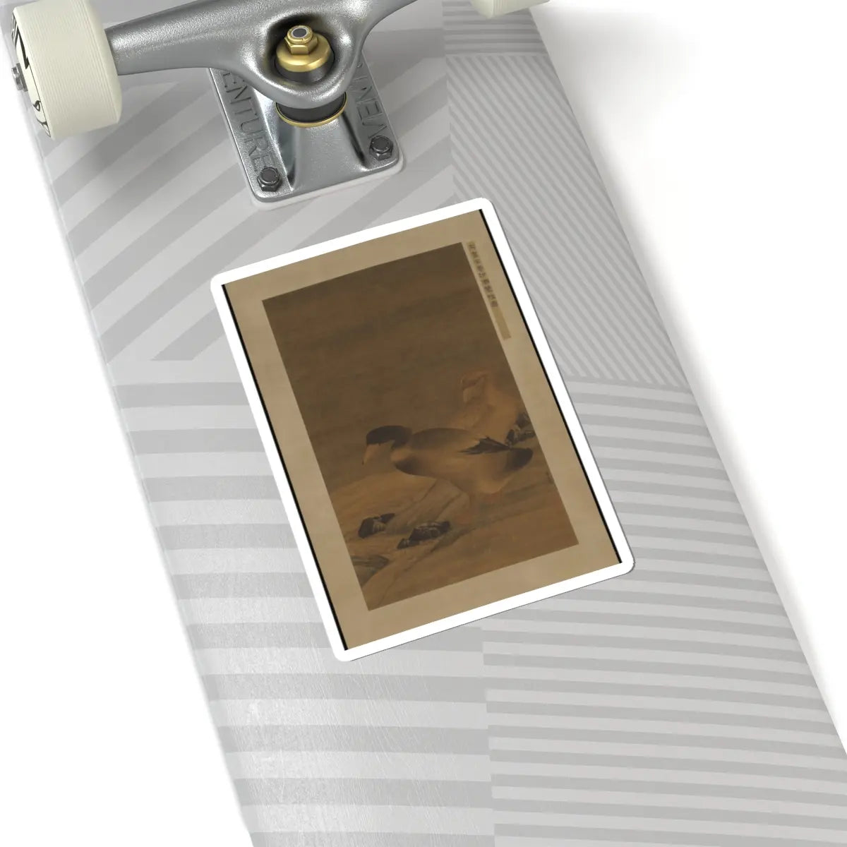 Unidentified artist - Pair of Mallard Ducks on Sandy Beach - unknown v1 - STICKER Vinyl Kiss-Cut Decal