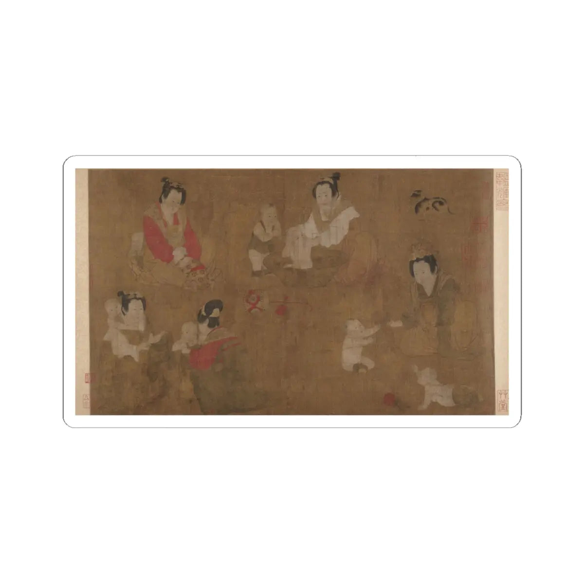 Unidentified artist - Palace ladies bathing children - 11th century v1 - STICKER Vinyl Kiss-Cut Decal