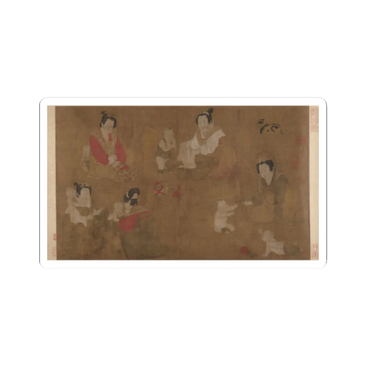 Unidentified artist - Palace ladies bathing children - 11th century v1 - STICKER Vinyl Kiss-Cut Decal