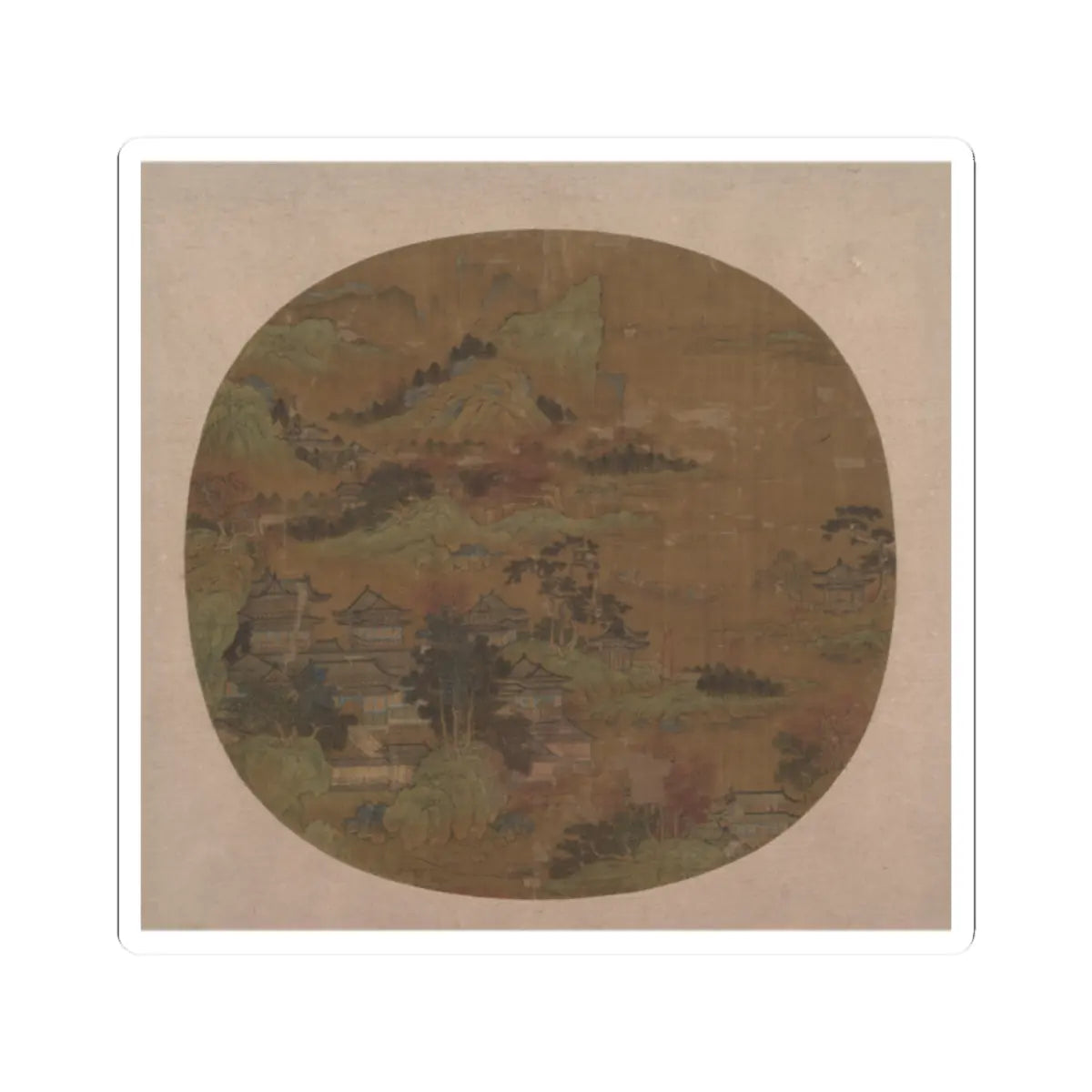 Unidentified artist - Palaces among Autumn Mountains - unknown - STICKER Vinyl Kiss-Cut Decal