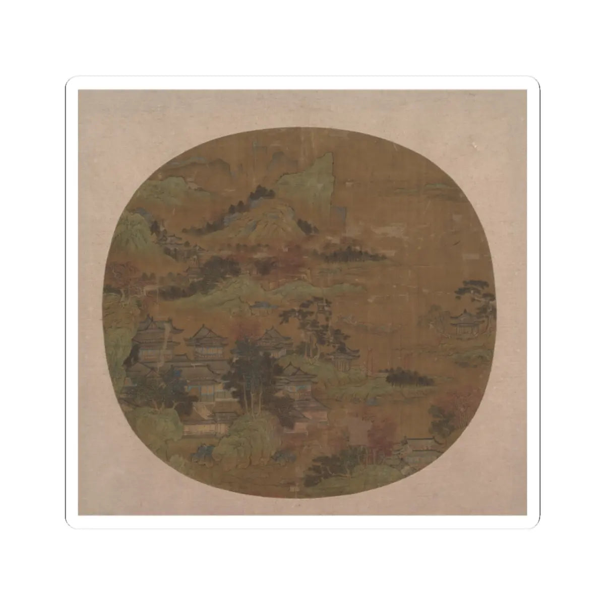 Unidentified artist - Palaces among Autumn Mountains - unknown - STICKER Vinyl Kiss-Cut Decal