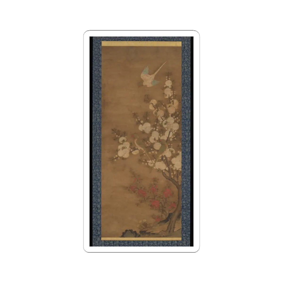 Unidentified artist - Parrots in Flowering Tree - unknown v1 - STICKER Vinyl Kiss-Cut Decal