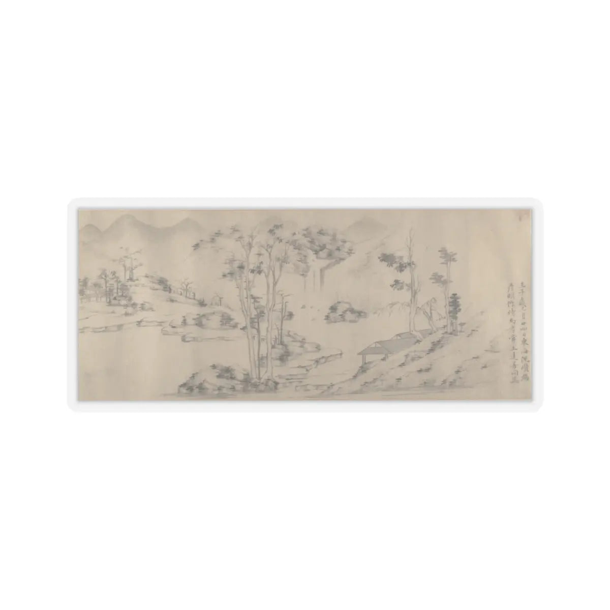Unidentified artist - River Landscape with Thirteen Inscriptions - unknown v1 - STICKER Vinyl Kiss-Cut Decal