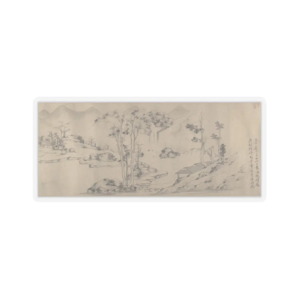 Unidentified artist - River Landscape with Thirteen Inscriptions - unknown v1 - STICKER Vinyl Kiss-Cut Decal
