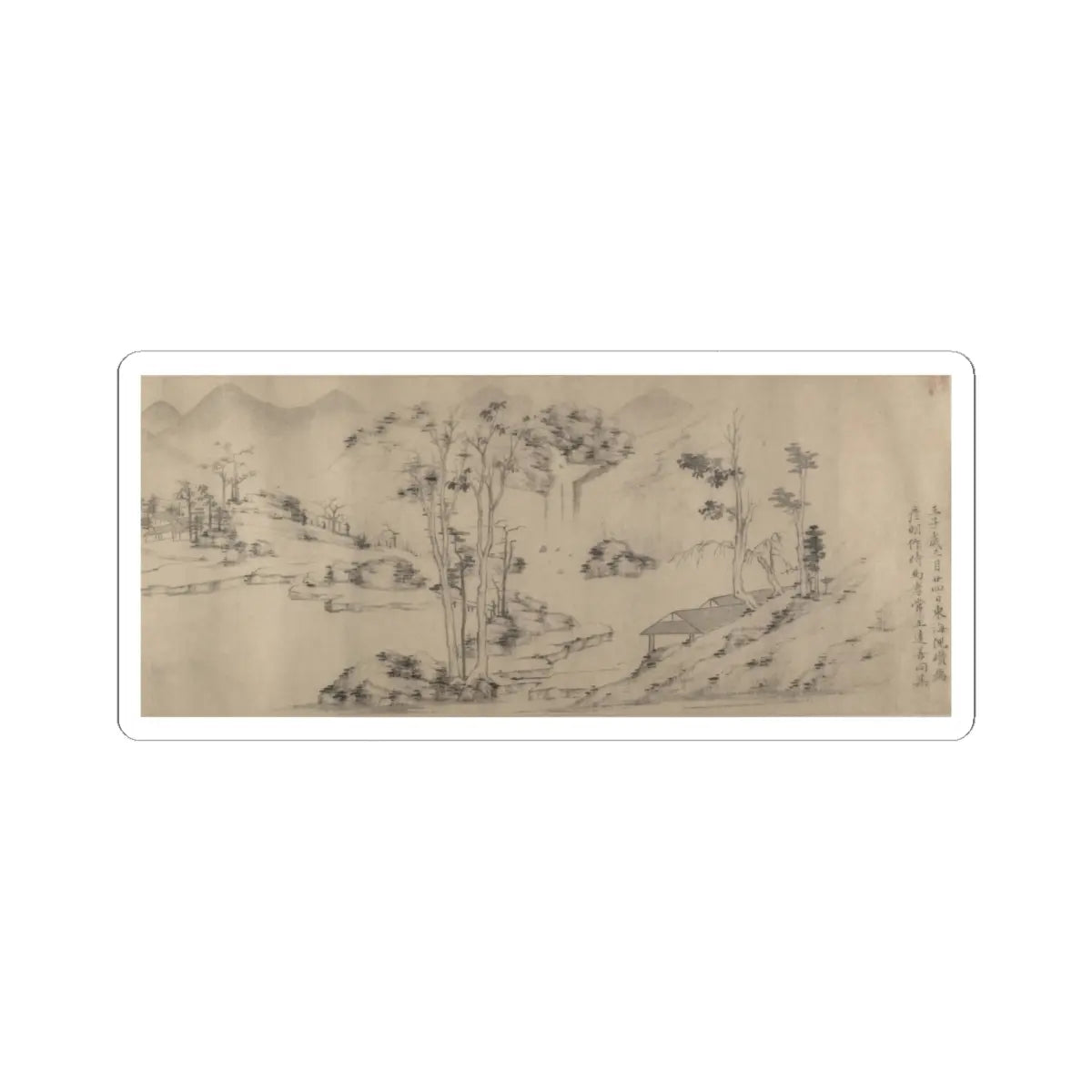 Unidentified artist - River Landscape with Thirteen Inscriptions - unknown v1 - STICKER Vinyl Kiss-Cut Decal