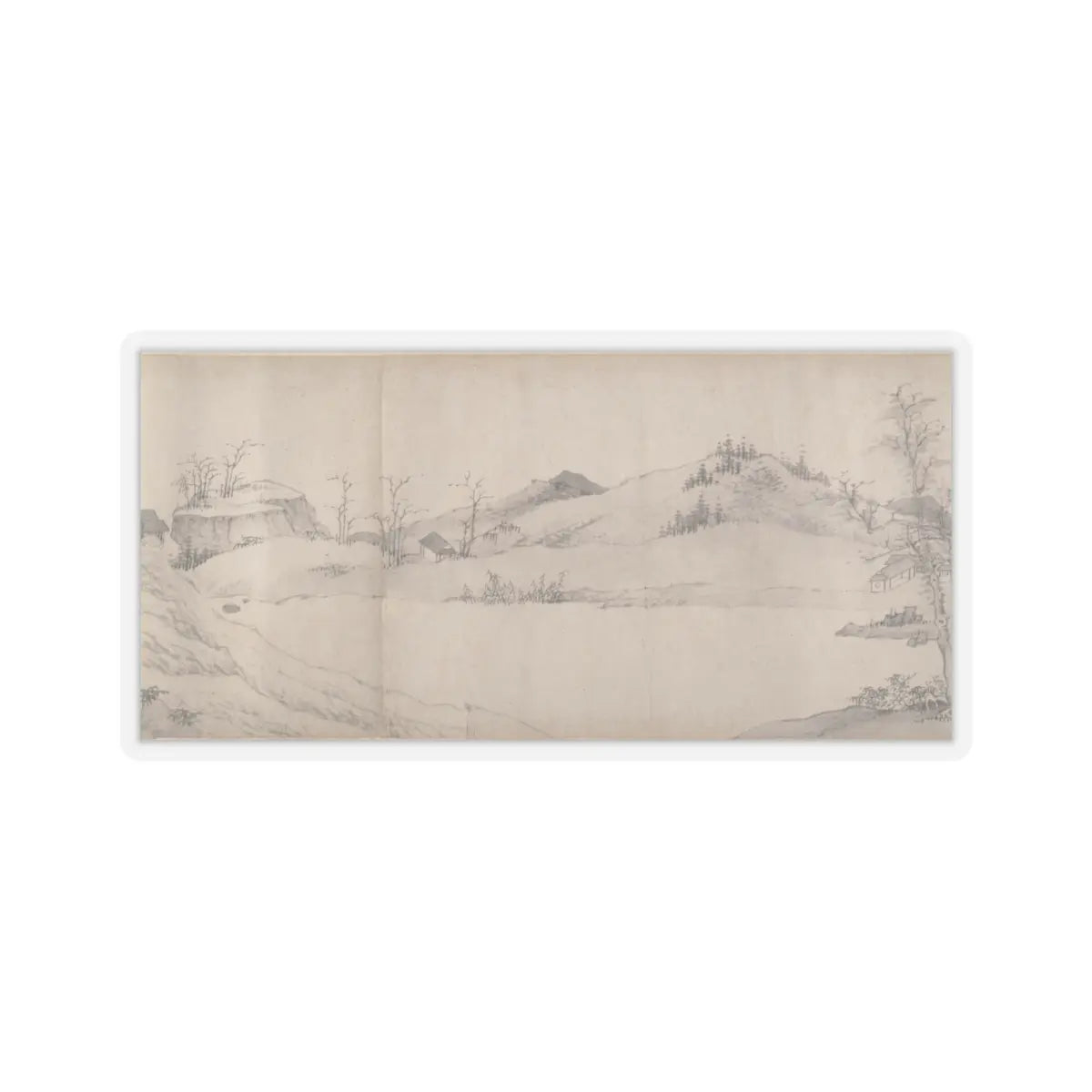 Unidentified artist - River Scene in Winter - dated 1661 v9 - STICKER Vinyl Kiss-Cut Decal