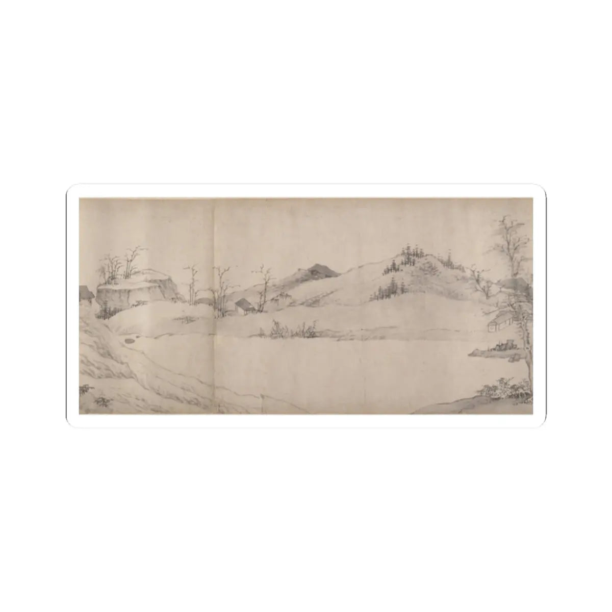 Unidentified artist - River Scene in Winter - dated 1661 v9 - STICKER Vinyl Kiss-Cut Decal