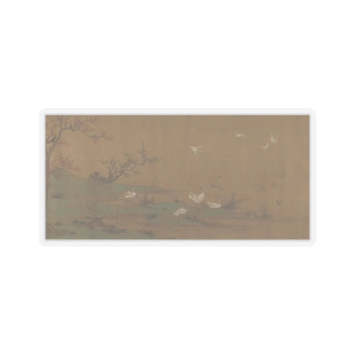 Unidentified artist - River Scene with Birds and Bamboo - unknown v1 - STICKER Vinyl Kiss-Cut Decal