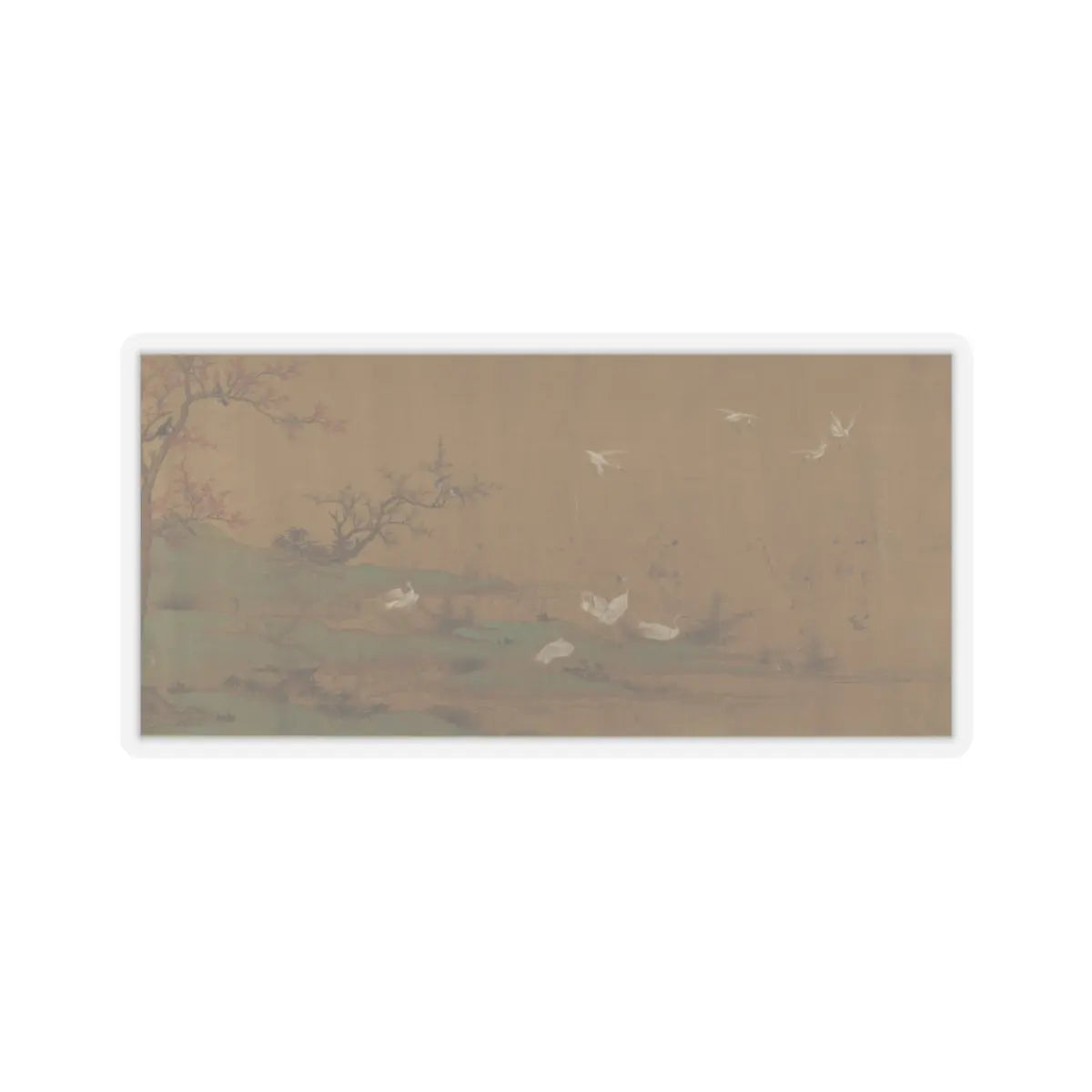 Unidentified artist - River Scene with Birds and Bamboo - unknown v1 - STICKER Vinyl Kiss-Cut Decal