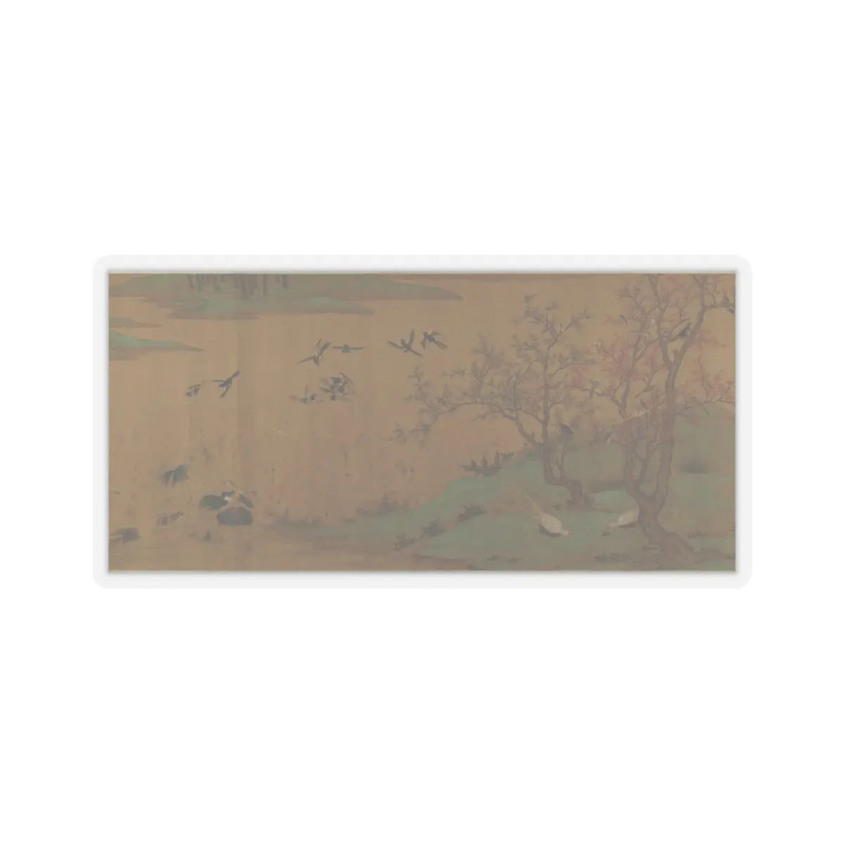 Unidentified artist - River Scene with Birds and Bamboo - unknown v7 - STICKER Vinyl Kiss-Cut Decal