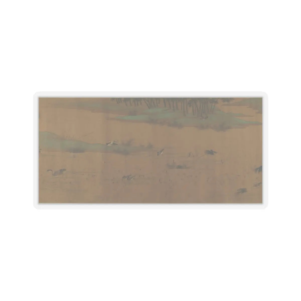 Unidentified artist - River Scene with Birds and Bamboo - unknown v8 - STICKER Vinyl Kiss-Cut Decal