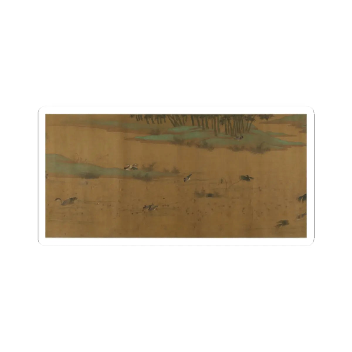 Unidentified artist - River Scene with Birds and Bamboo - unknown v8 - STICKER Vinyl Kiss-Cut Decal