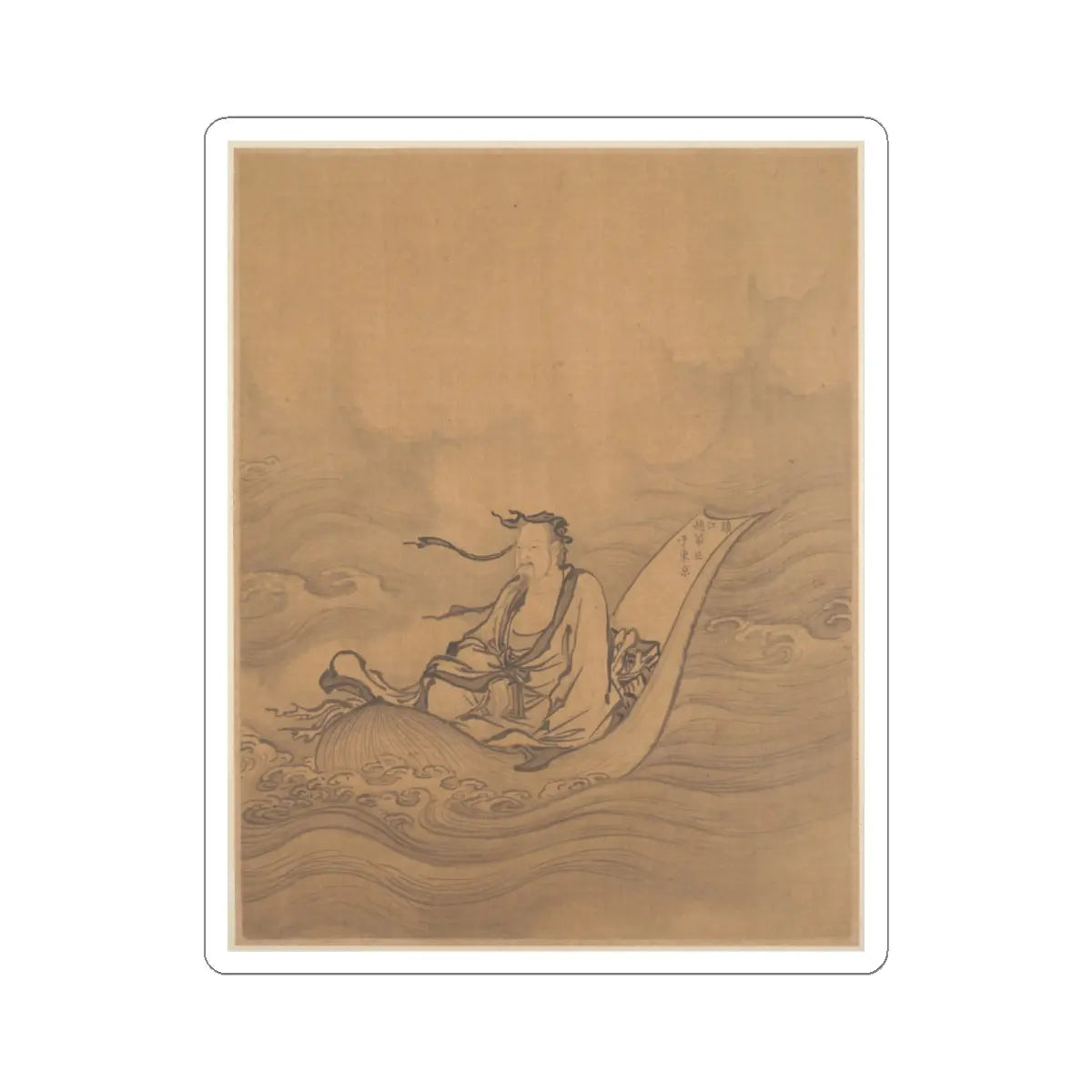 Unidentified artist - Sage Floating on Lotus Leaf - unknown - STICKER Vinyl Kiss-Cut Decal