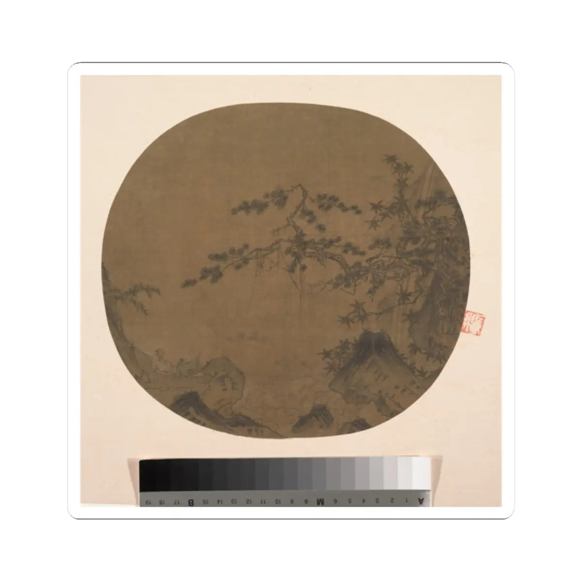 Unidentified artist - Sages Admiring Waterfall - unknown - STICKER Vinyl Kiss-Cut Decal