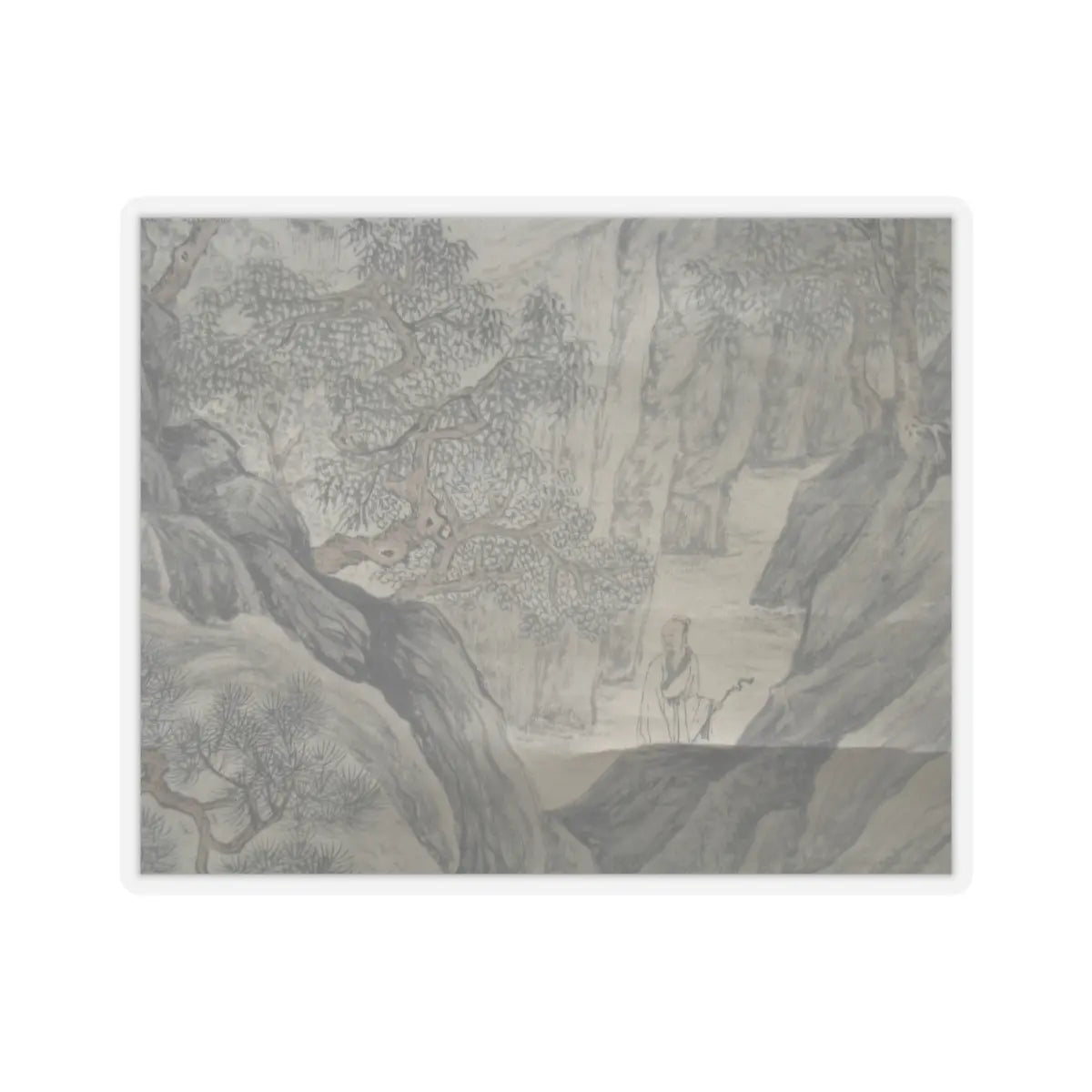 Unidentified artist - Scholar Admiring Autumn Scenery - ca. 1525 v1 - STICKER Vinyl Kiss-Cut Decal
