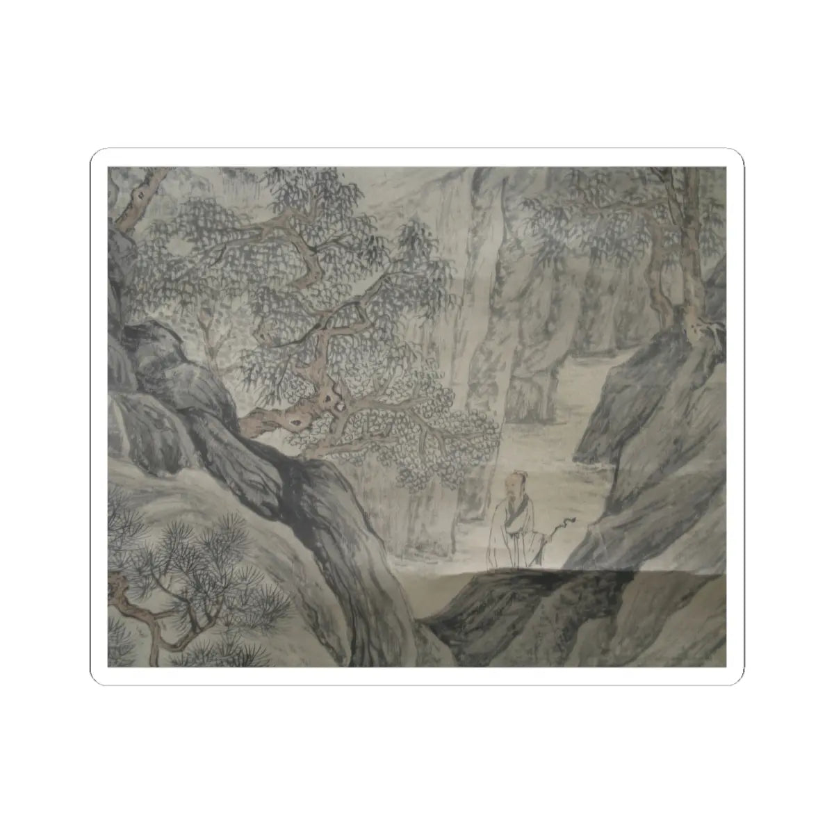 Unidentified artist - Scholar Admiring Autumn Scenery - ca. 1525 v1 - STICKER Vinyl Kiss-Cut Decal