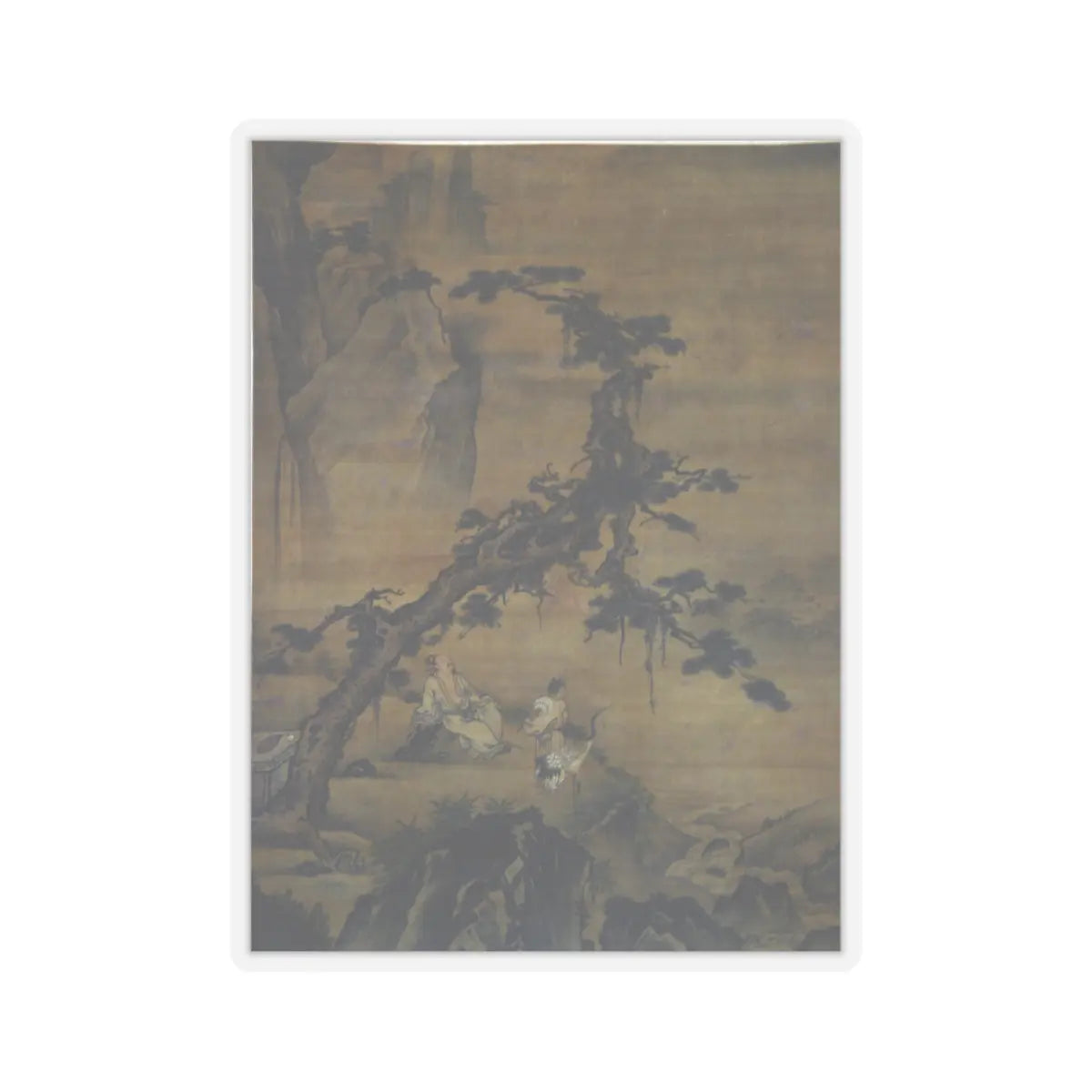 Unidentified artist - Scholar and Attendant in Mountain Retreat - unknown - STICKER Vinyl Kiss-Cut Decal