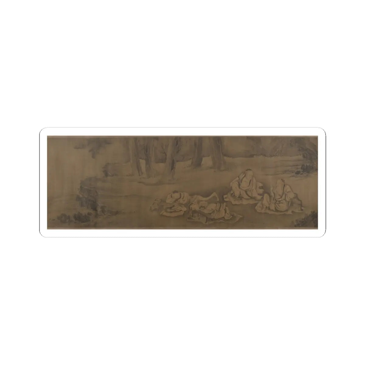 Unidentified artist - Scholars and Monkeys under Trees - unknown v7 - STICKER Vinyl Kiss-Cut Decal