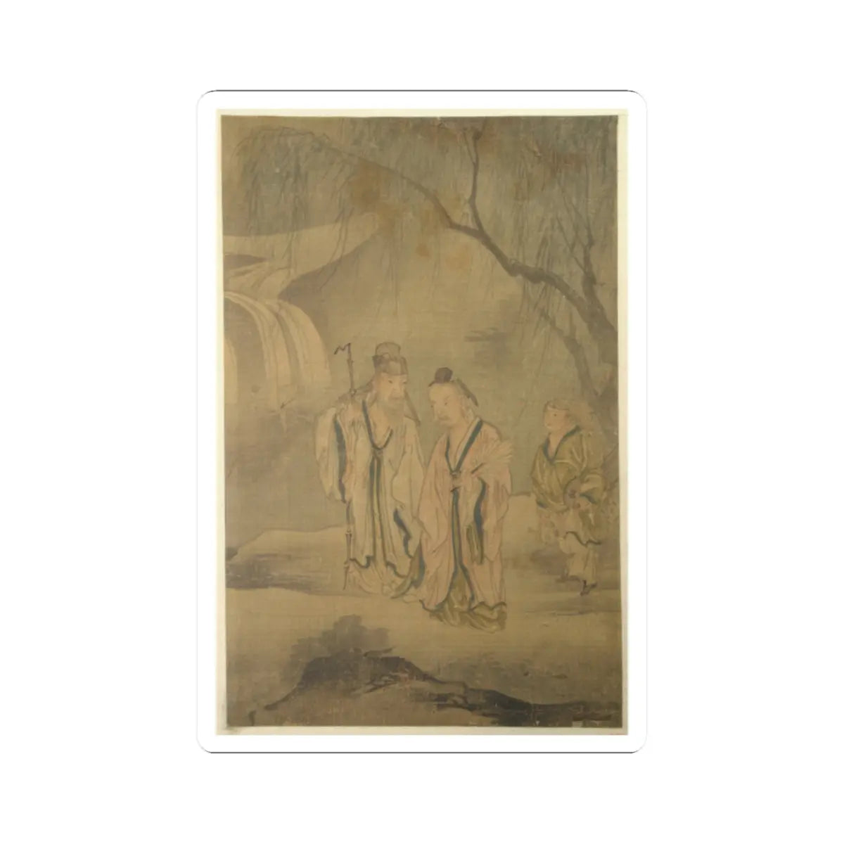 Unidentified artist - Scholars Strolling by the Waterfall - ca. 1650 - STICKER Vinyl Kiss-Cut Decal