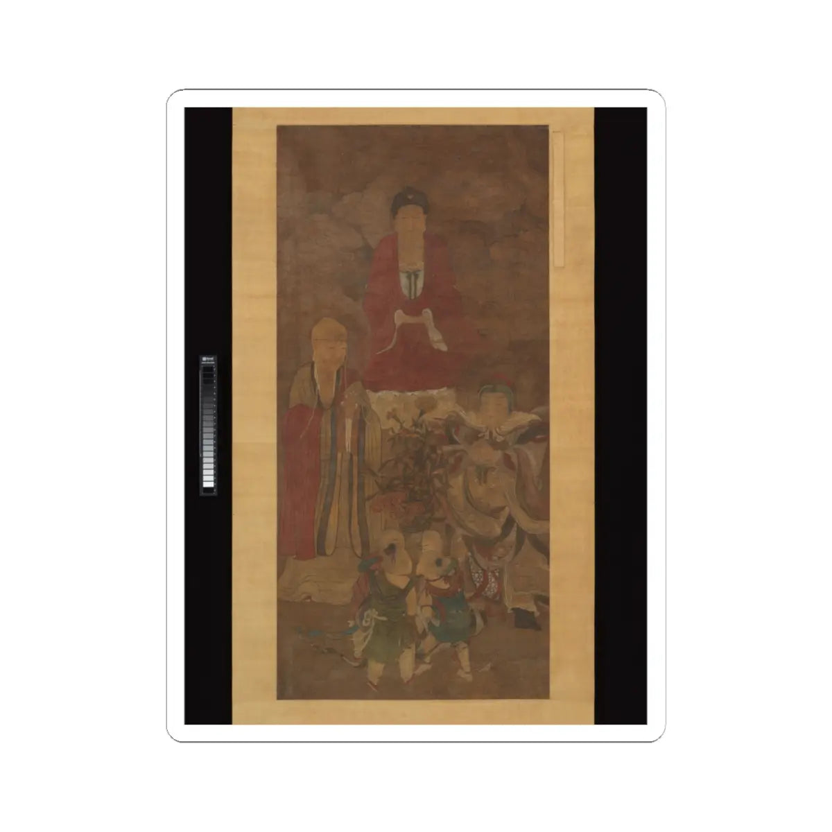 Unidentified artist - Shakyamuni with luohan, heavenly king, and boys - early 17th century v1 - STICKER Vinyl Kiss-Cut Decal