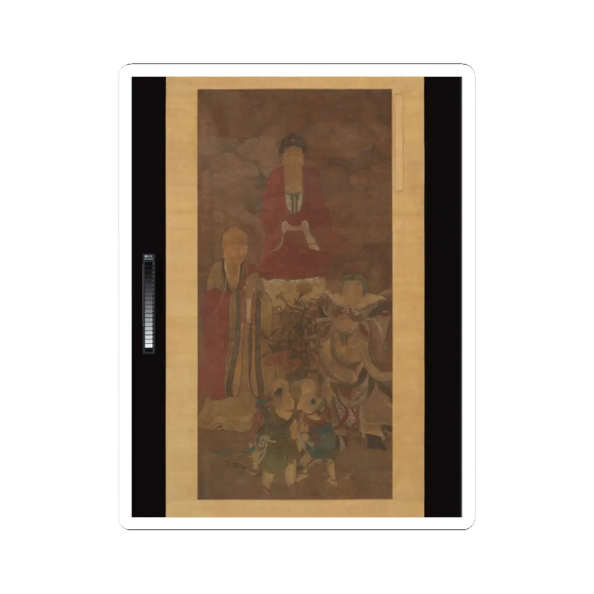 Unidentified artist - Shakyamuni with luohan, heavenly king, and boys - early 17th century v1 - STICKER Vinyl Kiss-Cut Decal