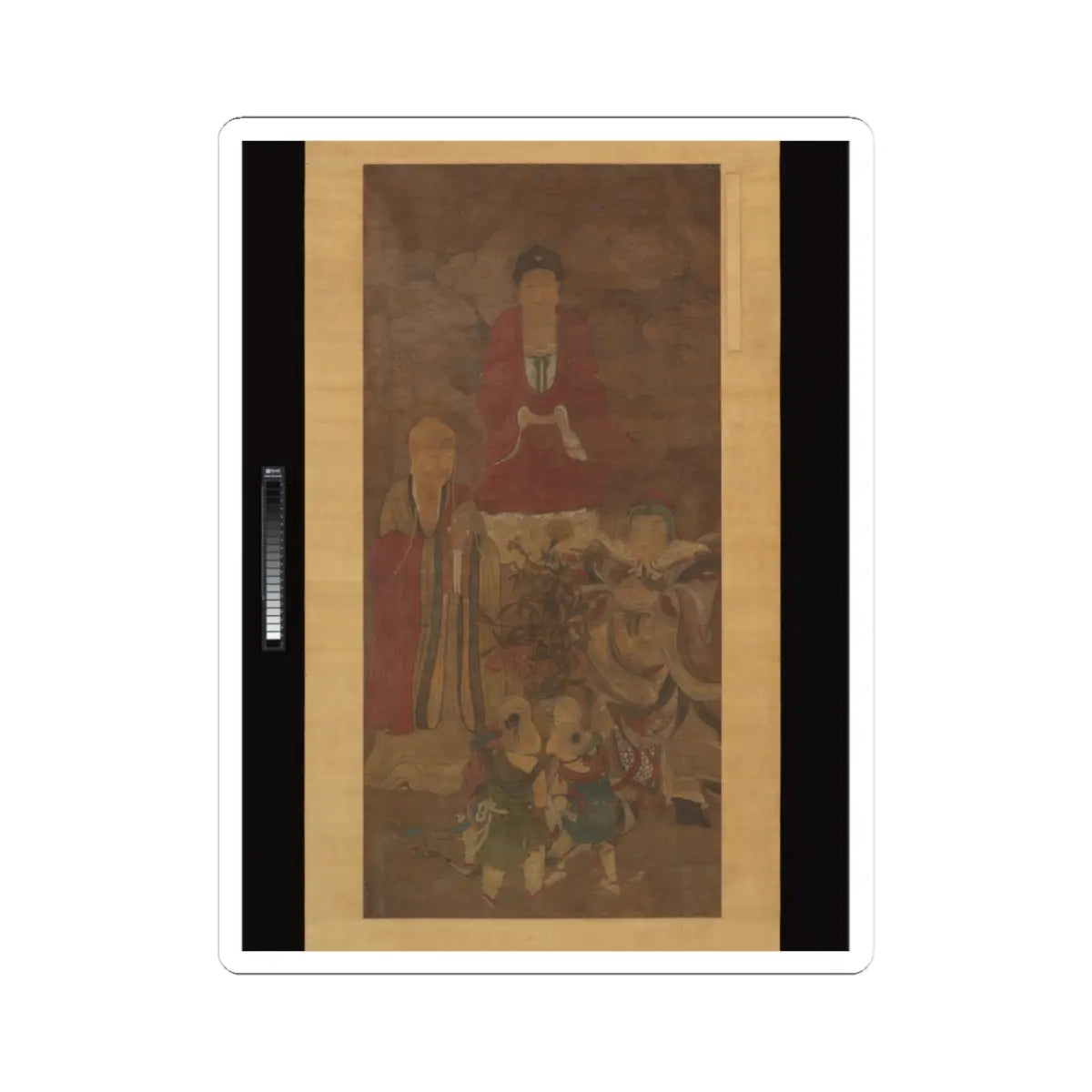 Unidentified artist - Shakyamuni with luohan, heavenly king, and boys - early 17th century v1 - STICKER Vinyl Kiss-Cut Decal