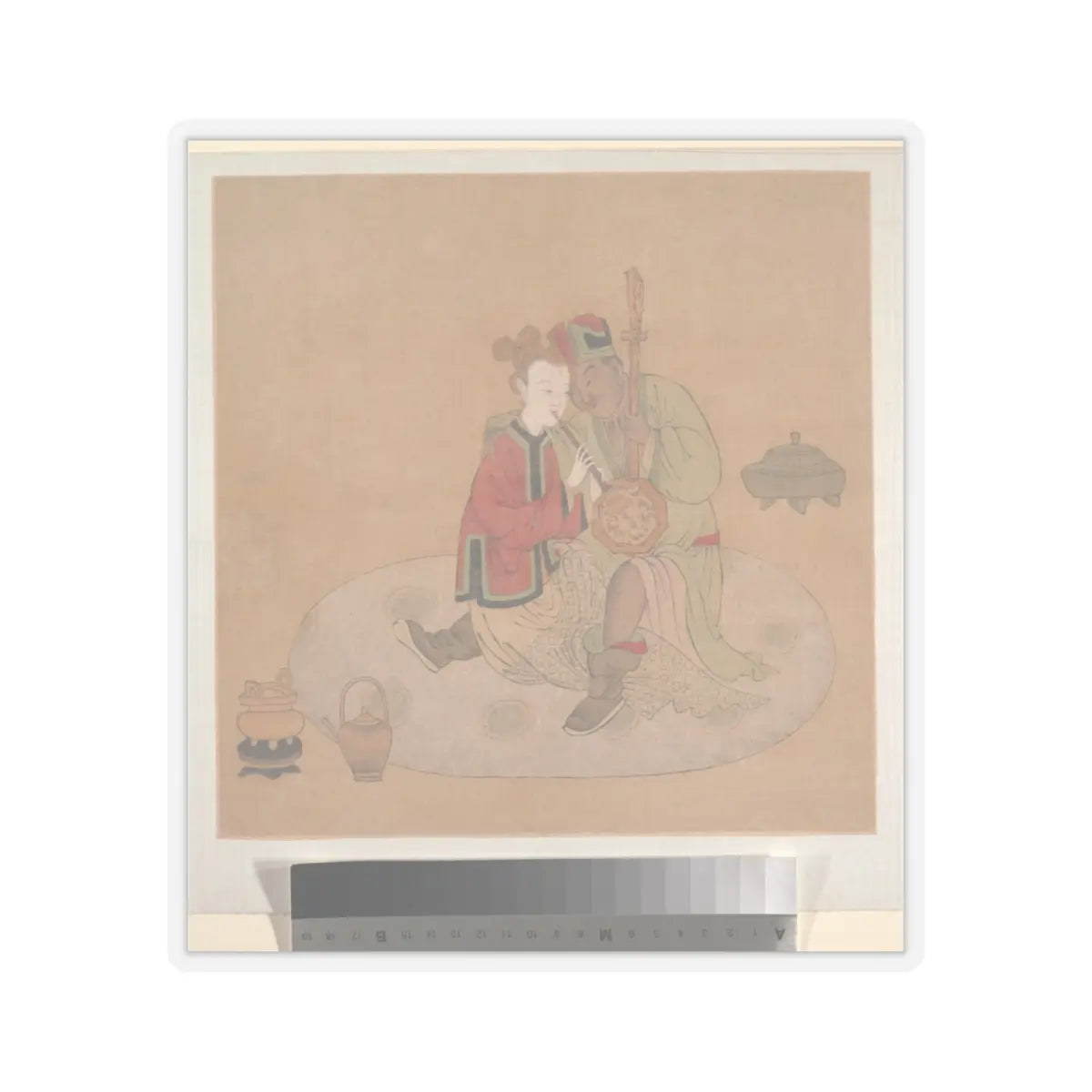 Unidentified artist - Tartar Officer with Blond Lady Playing Musical Instruments - 19th century - STICKER Vinyl Kiss-Cut Decal