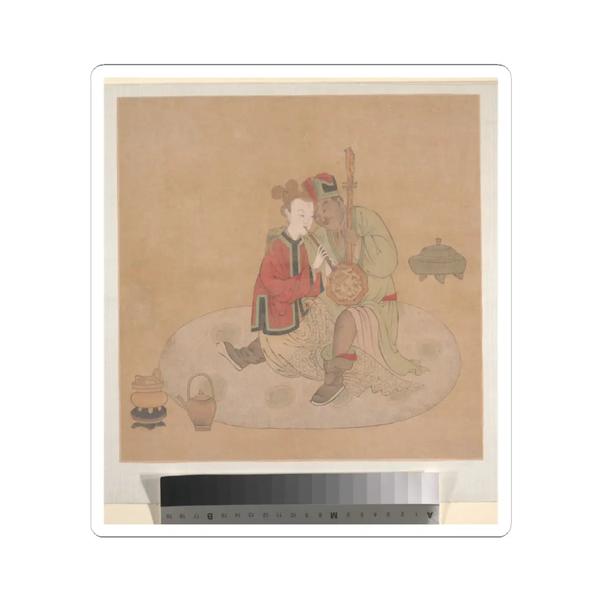 Unidentified artist - Tartar Officer with Blond Lady Playing Musical Instruments - 19th century - STICKER Vinyl Kiss-Cut Decal