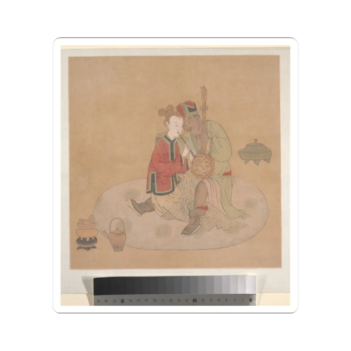 Unidentified artist - Tartar Officer with Blond Lady Playing Musical Instruments - 19th century - STICKER Vinyl Kiss-Cut Decal