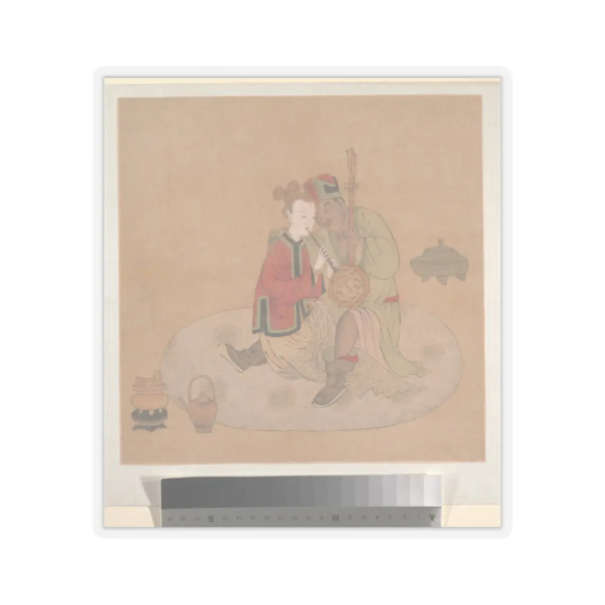 Unidentified artist - Tartar Officer with Blond Lady Playing Musical Instruments - 19th century - STICKER Vinyl Kiss-Cut Decal
