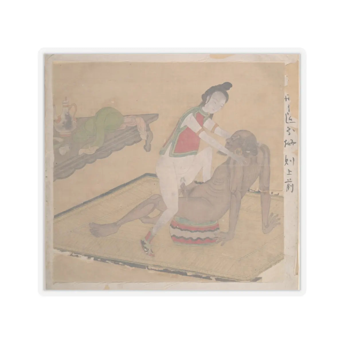 Unidentified artist - Tartar Officer with Blonde Lady - 19th century v6 - STICKER Vinyl Kiss-Cut Decal