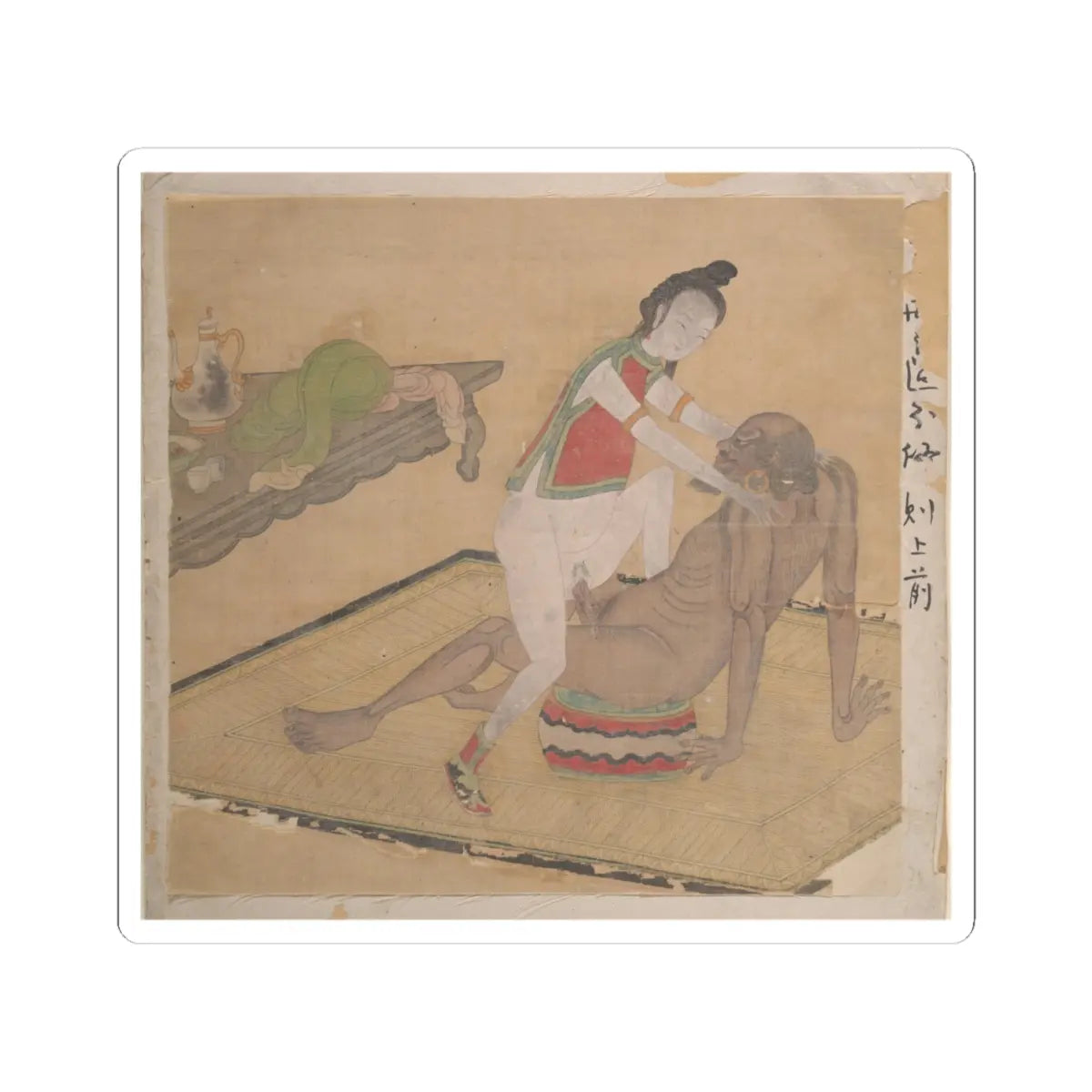 Unidentified artist - Tartar Officer with Blonde Lady - 19th century v6 - STICKER Vinyl Kiss-Cut Decal
