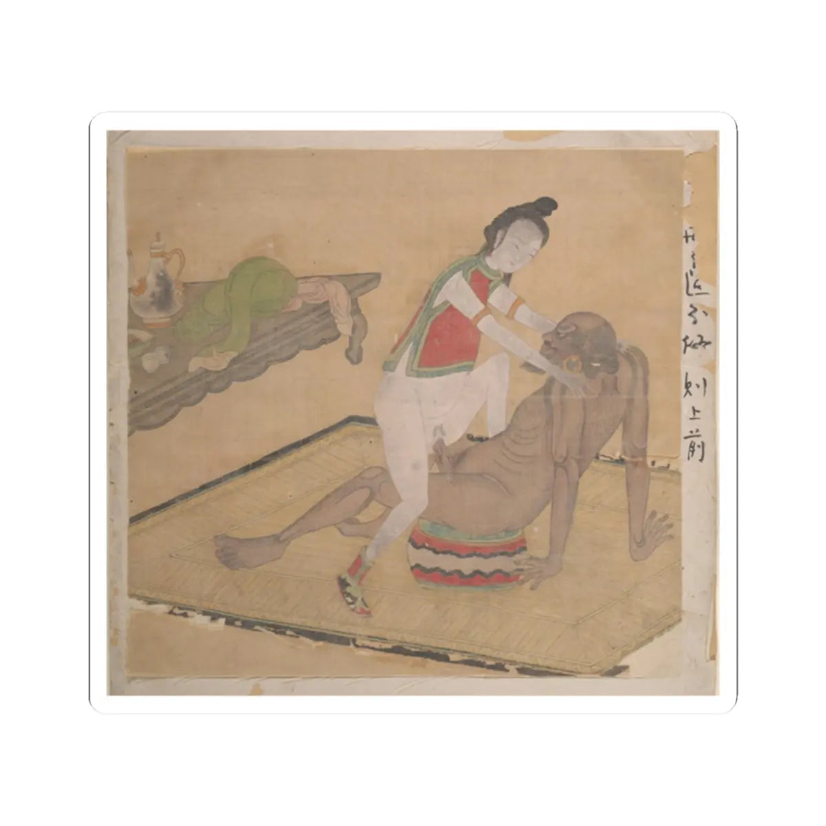 Unidentified artist - Tartar Officer with Blonde Lady - 19th century v6 - STICKER Vinyl Kiss-Cut Decal