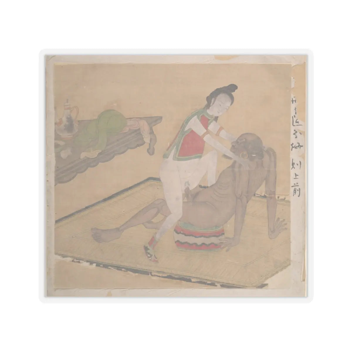 Unidentified artist - Tartar Officer with Blonde Lady - 19th century v6 - STICKER Vinyl Kiss-Cut Decal