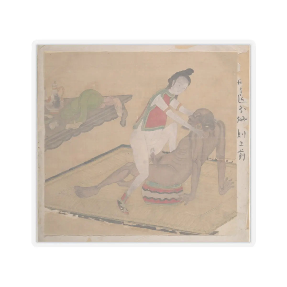 Unidentified artist - Tartar Officer with Blonde Lady - 19th century v6 - STICKER Vinyl Kiss-Cut Decal