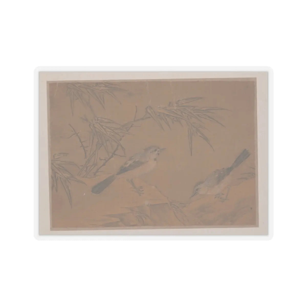 Unidentified artist - Two Birds and Bamboo Plant - unknown - STICKER Vinyl Kiss-Cut Decal