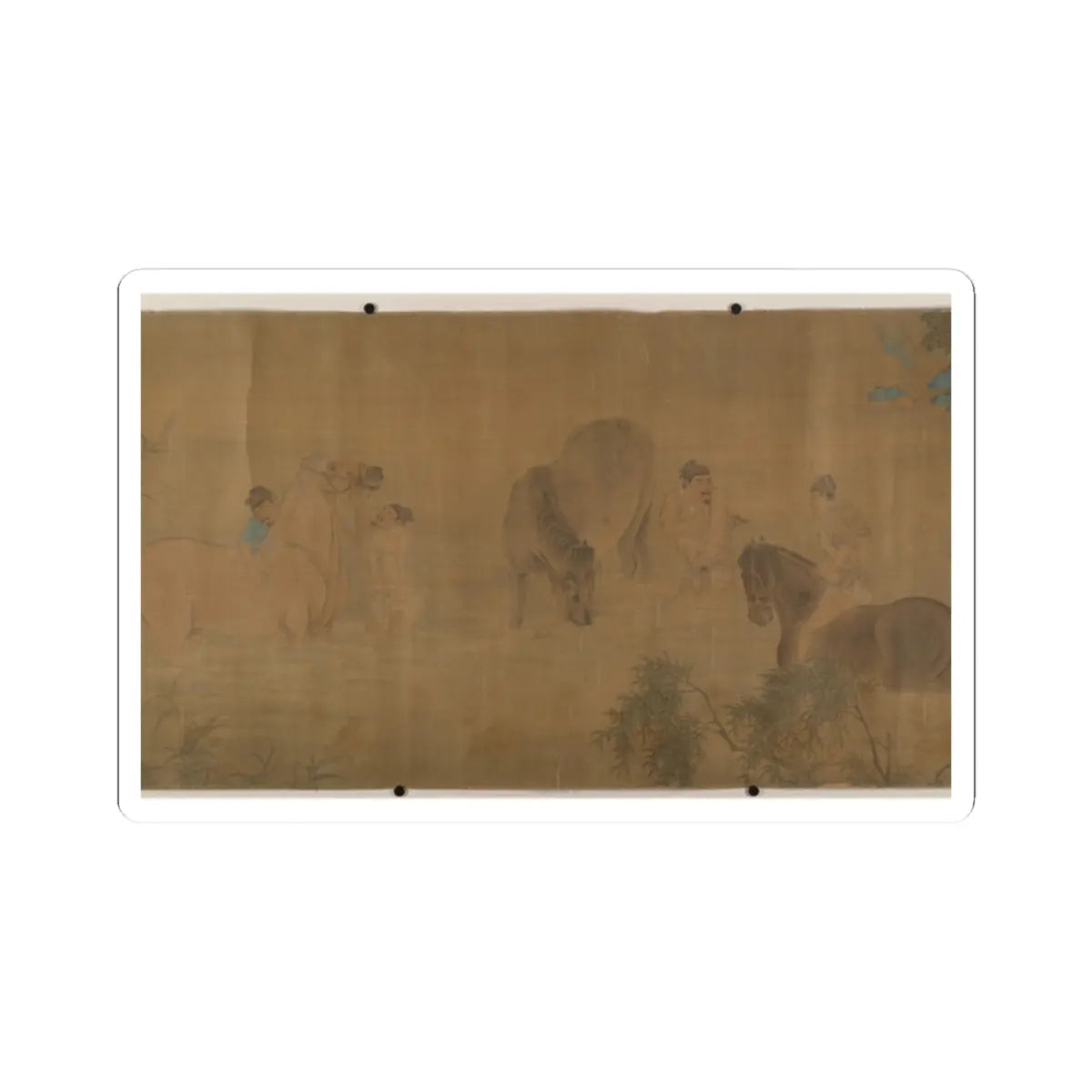 Unidentified artist - Washing Horses in a River - dated 1309 v1 - STICKER Vinyl Kiss-Cut Decal