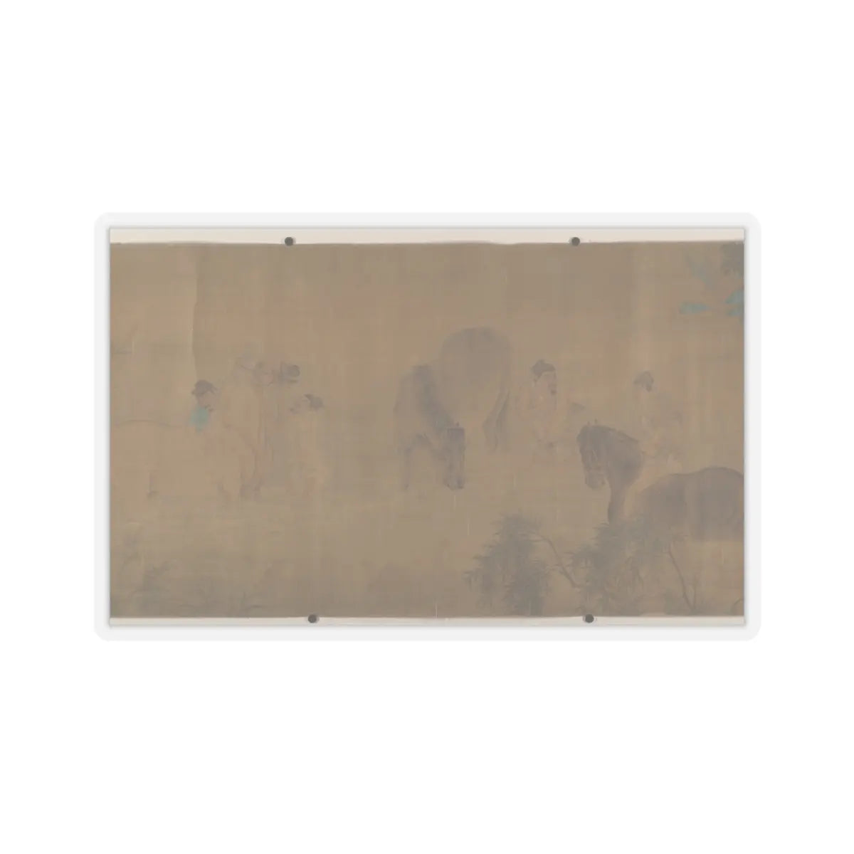 Unidentified artist - Washing Horses in a River - dated 1309 v1 - STICKER Vinyl Kiss-Cut Decal