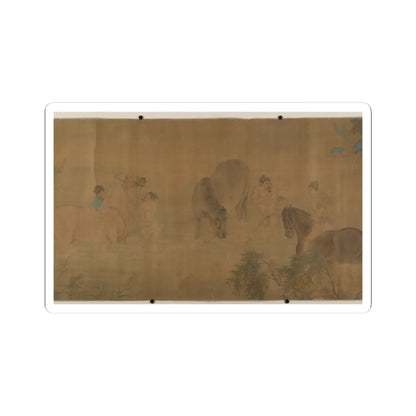 Unidentified artist - Washing Horses in a River - dated 1309 v1 - STICKER Vinyl Kiss-Cut Decal