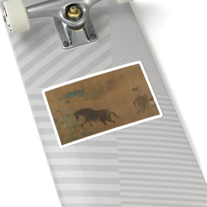 Unidentified artist - Washing Horses in a River - dated 1309 v10 - STICKER Vinyl Kiss-Cut Decal